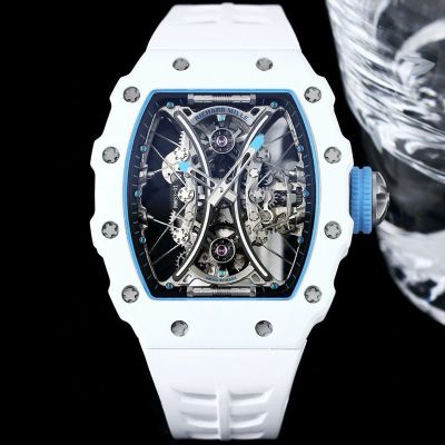 RICHARD MILLE RM53-01  Replica White TPT Quartz Fiber White Rubber Strap